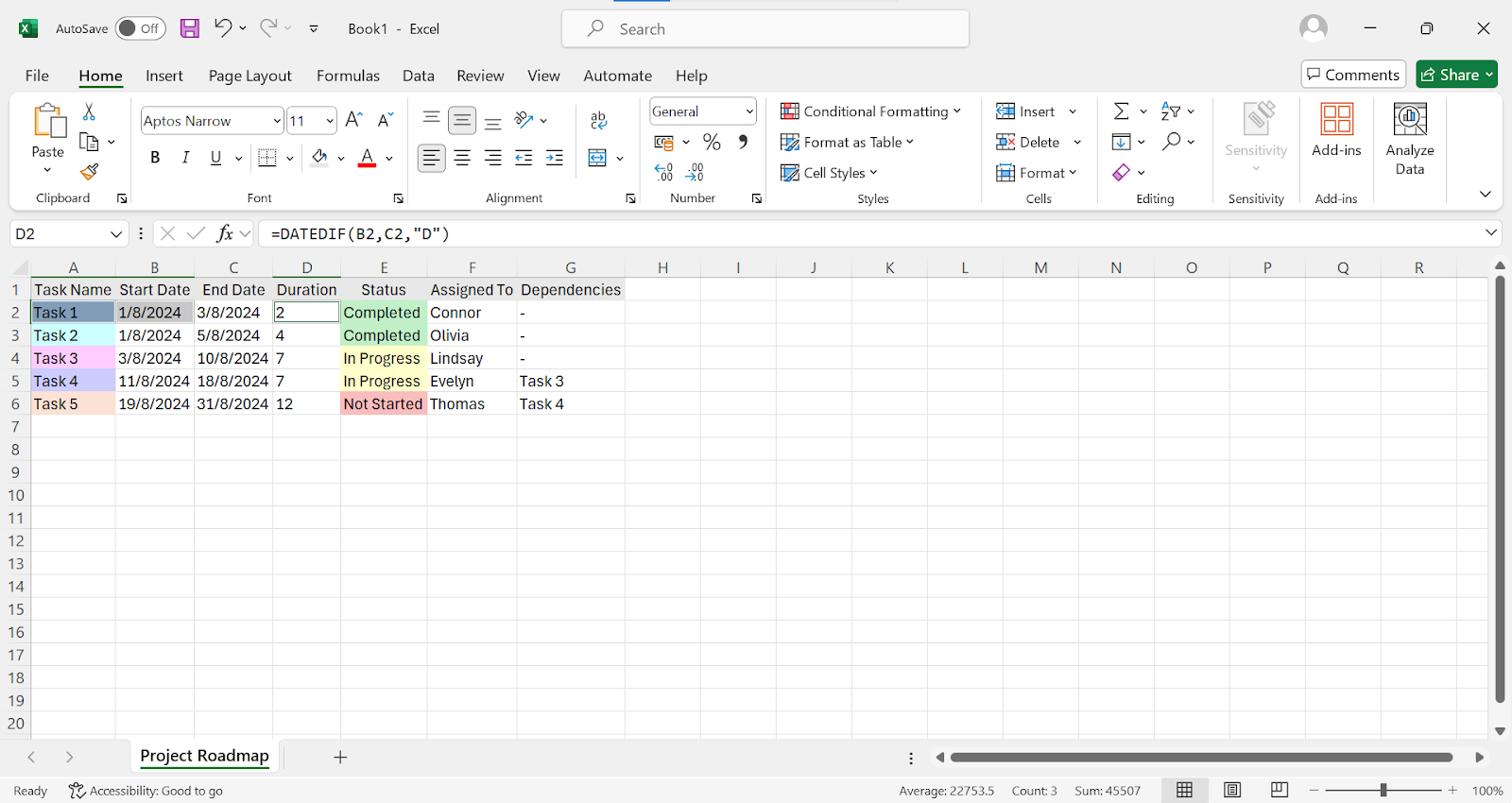 Selecting data on Excel