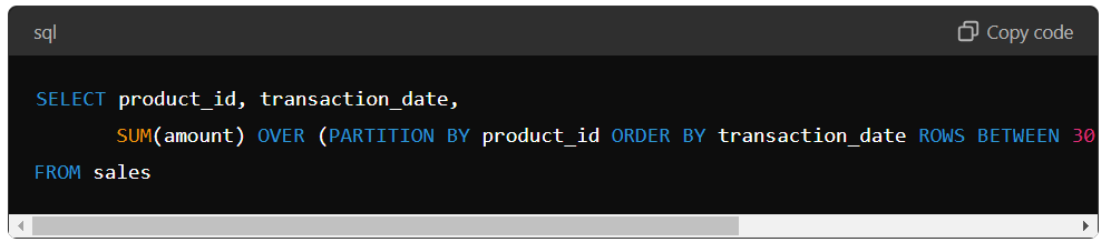 SQL query for calculating using the WINDOW function Part 1. 