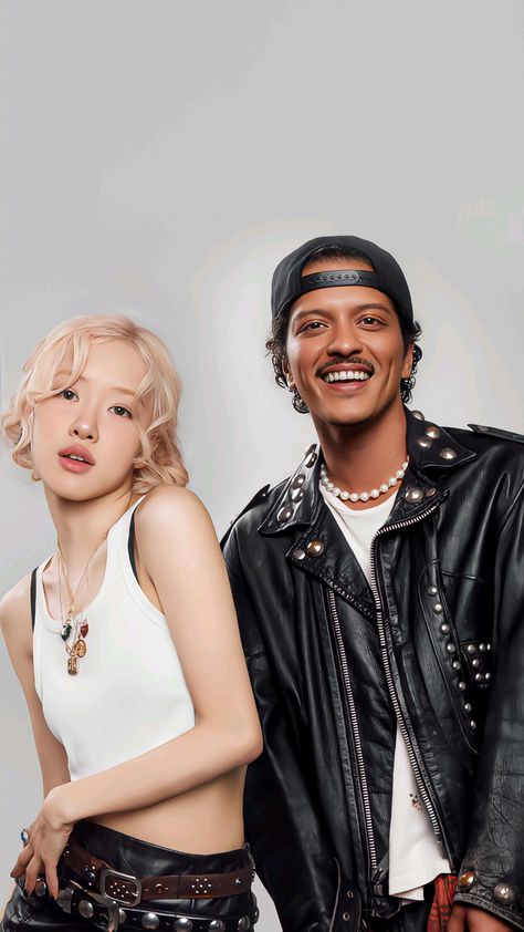 This contains an image of BLACKPINK Rosé APT with  Bruno Mars 