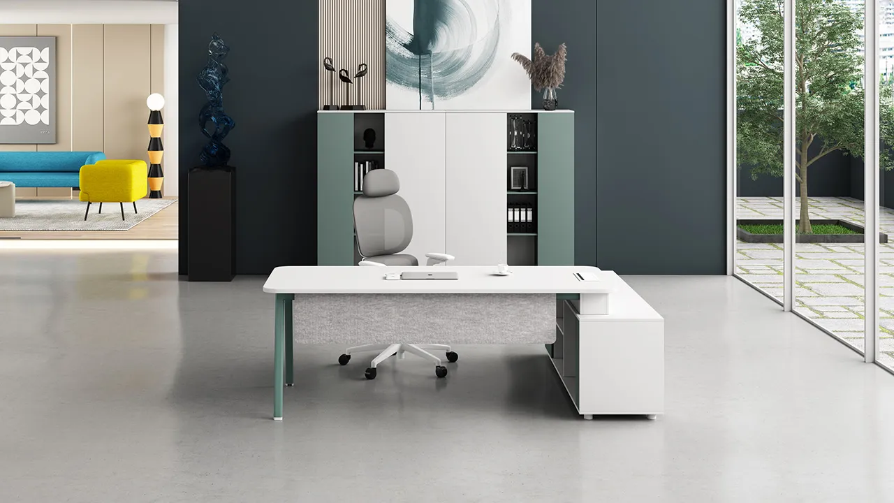 L-shaped executive desk