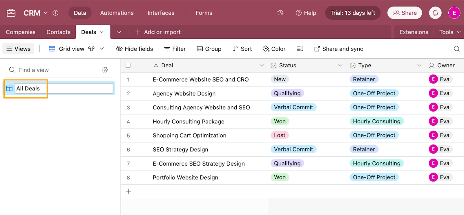 Airtable Basics: Build a simple CRM to store client data