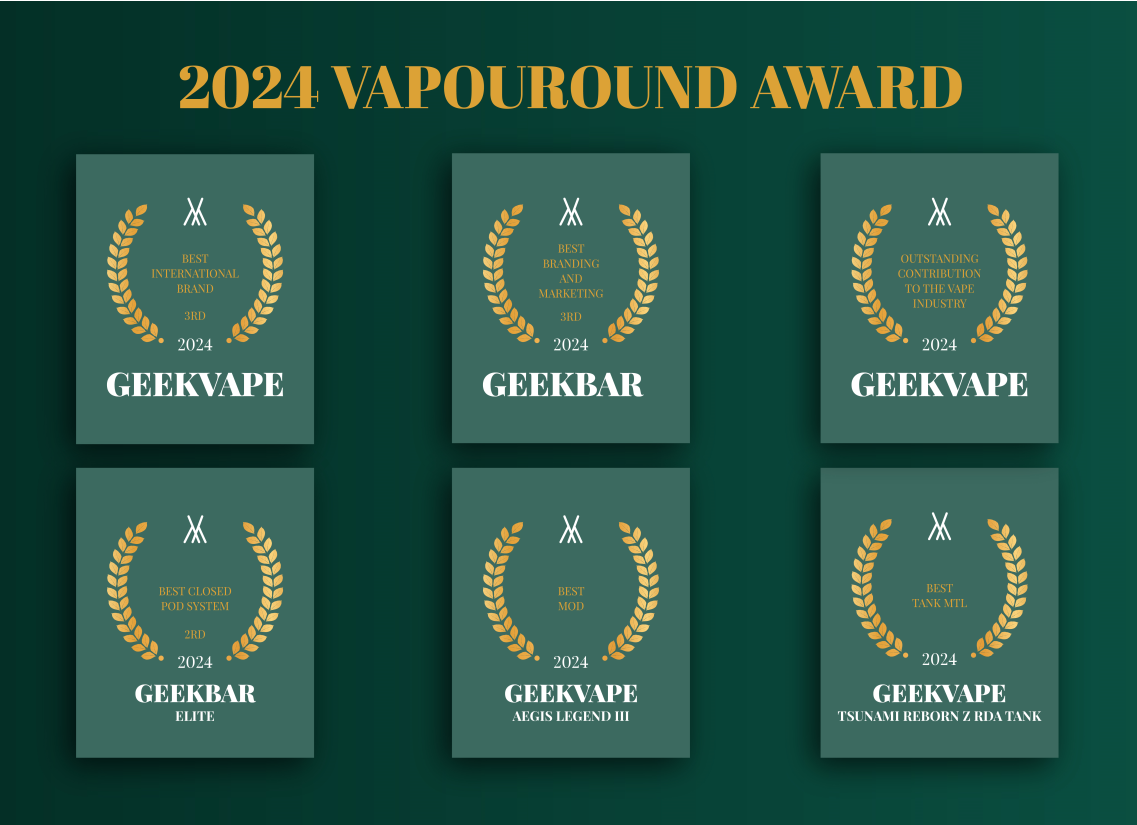 Geekvape und Geekbar glänzen bei den Vapouround Awards 2024 und sichern sich insgesamt sechs prestigeträchtige Auszeichnungen, was ihre globale Führungsrolle weiter stärkt