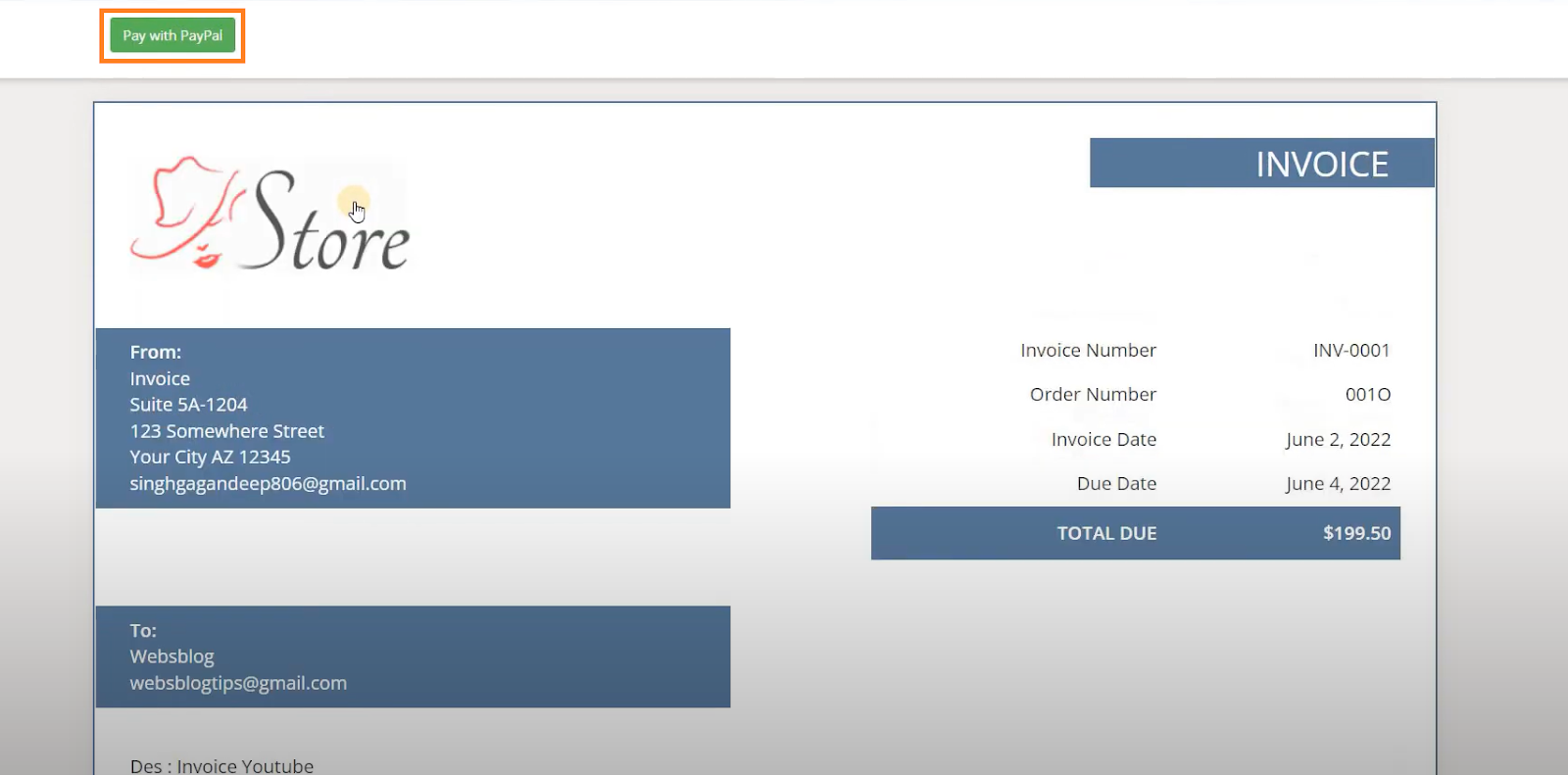 view invoice from customer side