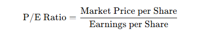 Price-to-Earnings (P/E) Formula: