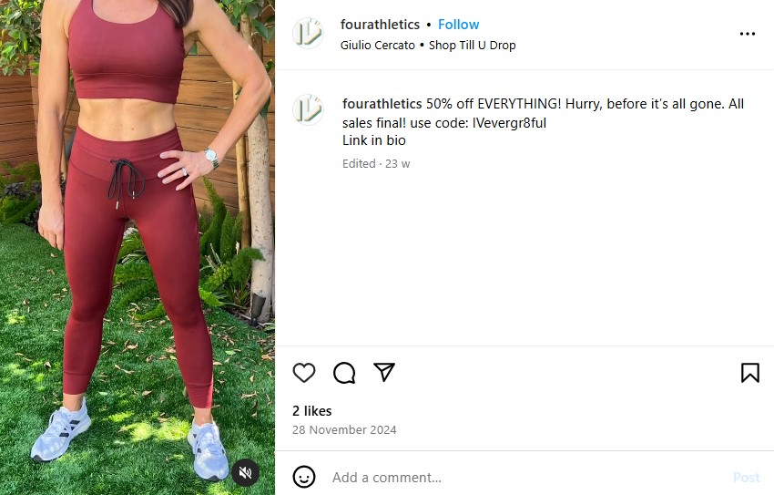 Four Athletics Instagram page