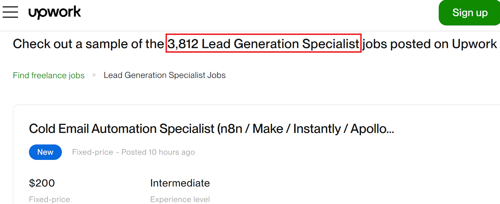 upwork lead generation jobs