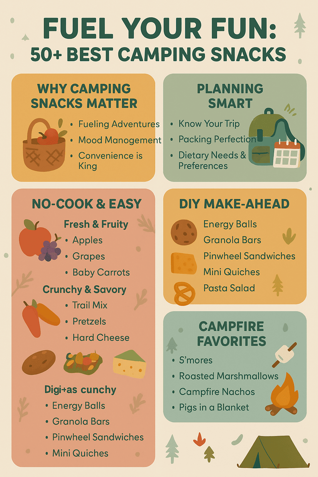 Fuel Your Fun: 50+ Best Camping Snacks! (Infographics)