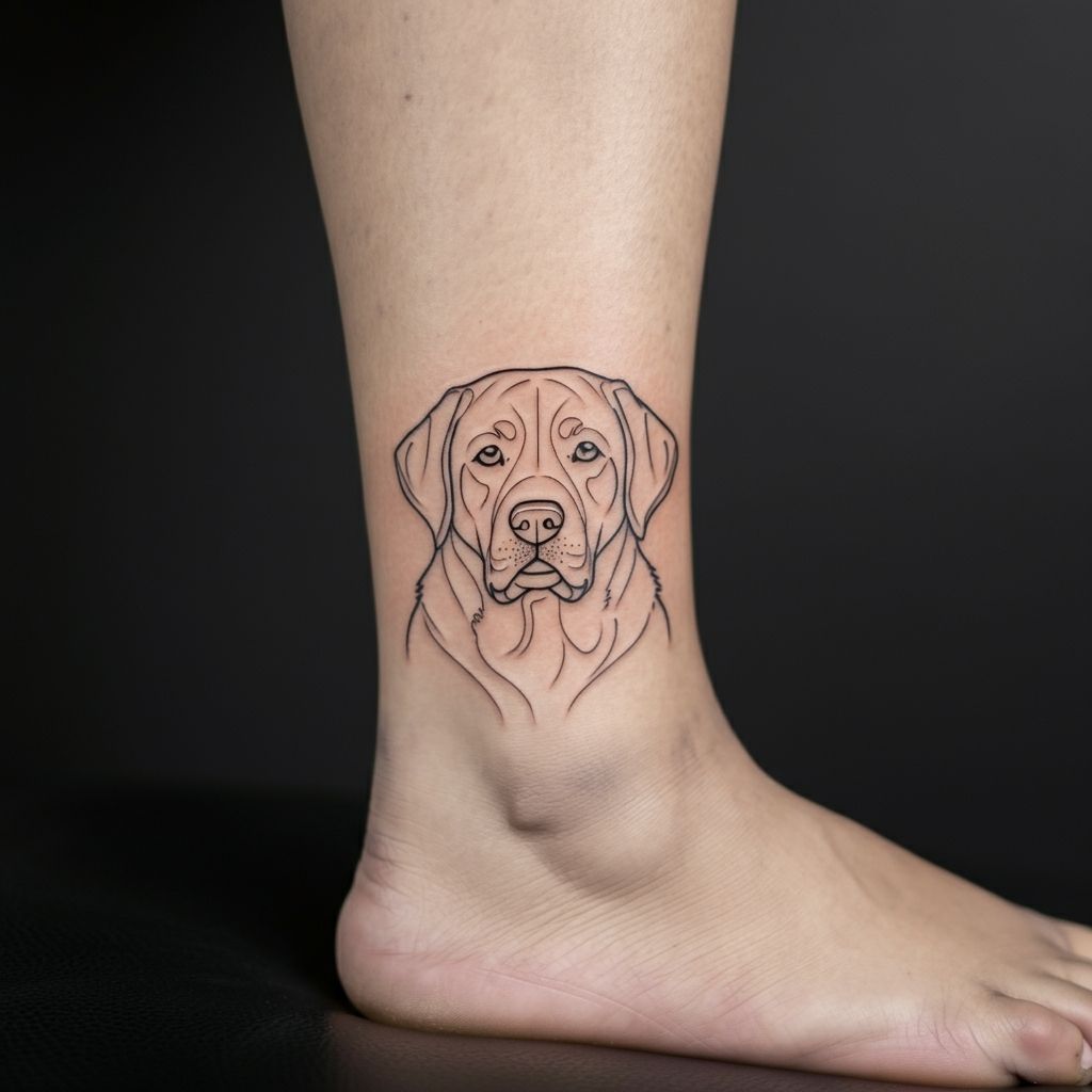 Minimalist Labrador Outline Tattoo