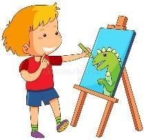 Boy Drawing Dragon on Canvas Stock Vector - Illustration of student, clipart:  108800161