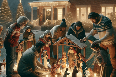 outdoor christmas lighted nativity scenes​