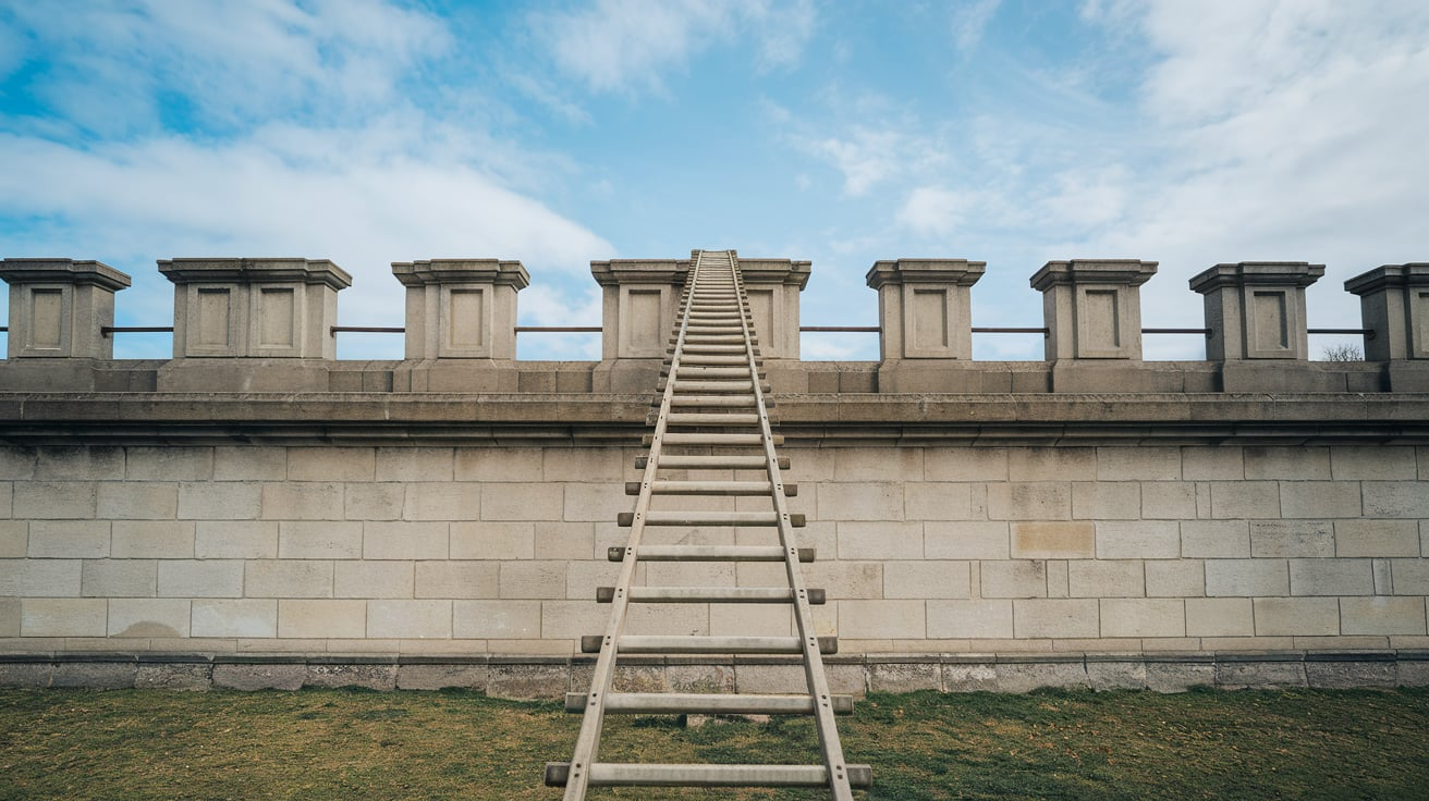 Ladder Over a Parapet