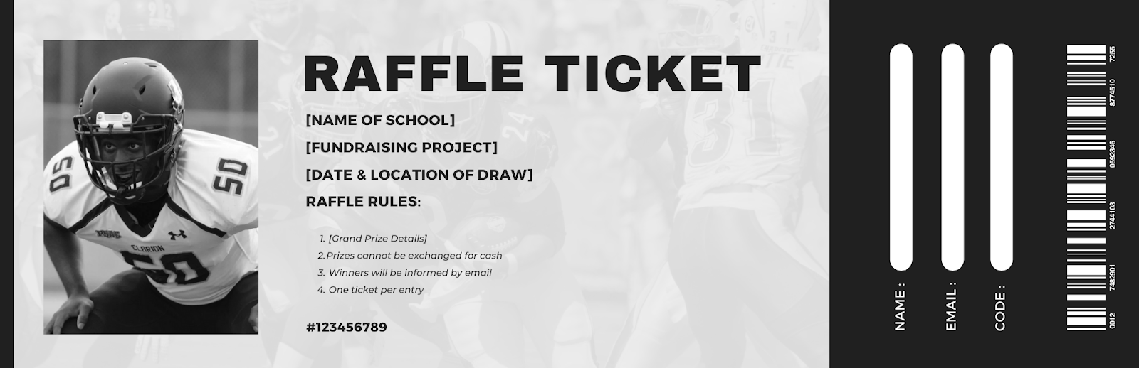 Football raffle ticket