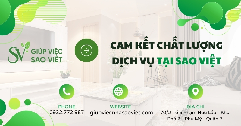 Cam kết chất lượng dịch vụ dọn vệ sinh căn hộ chung cư tại Sao Việt