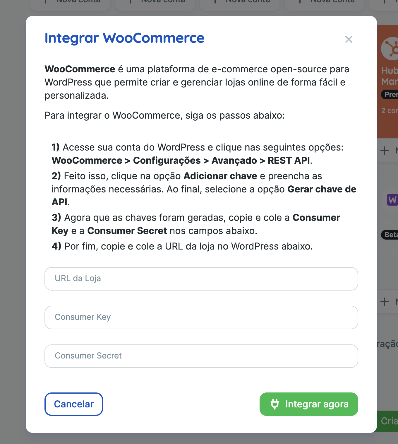 Como integrar Woocommerce e Reportei