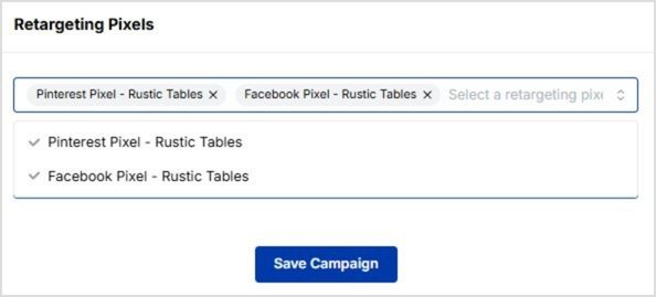 Select the retargeting pixels