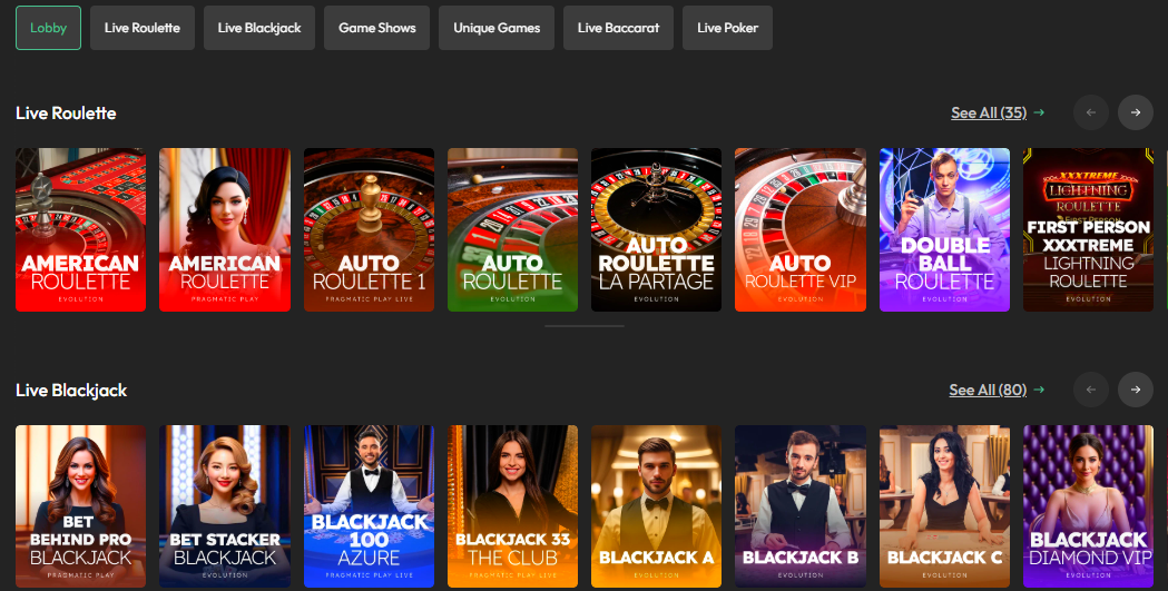 Live casino games