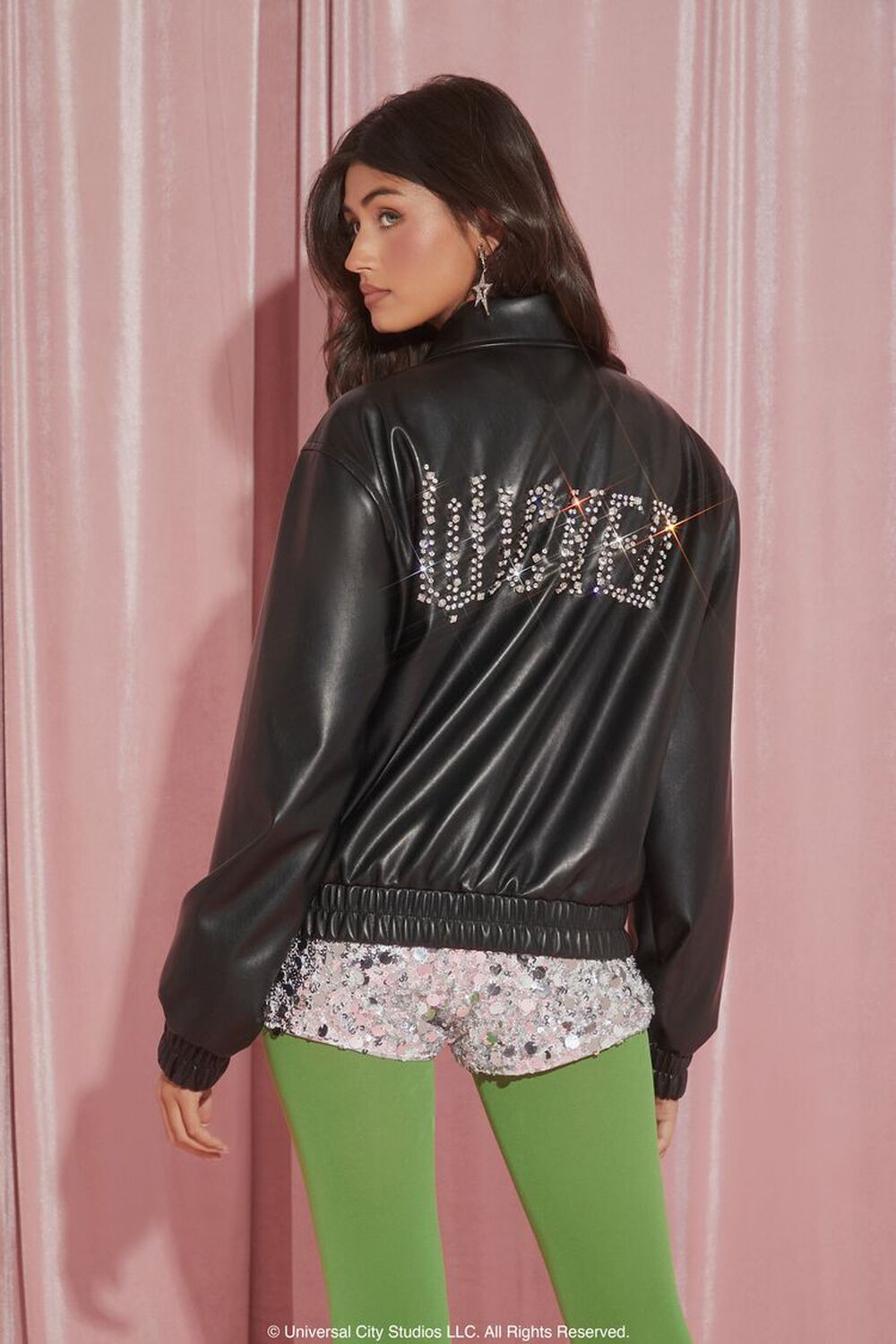 This Forever 21 model has plenty of glam while wearing a "Wicked" jacket.