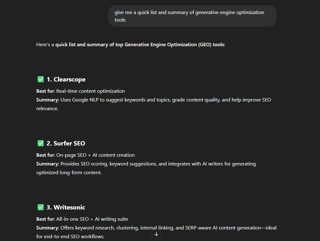 A demonstration of generative engine optimization