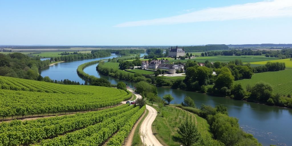 Loire Valley with vineyards and chateaux