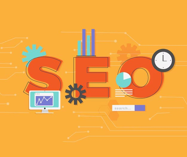 SEO written with an orange background