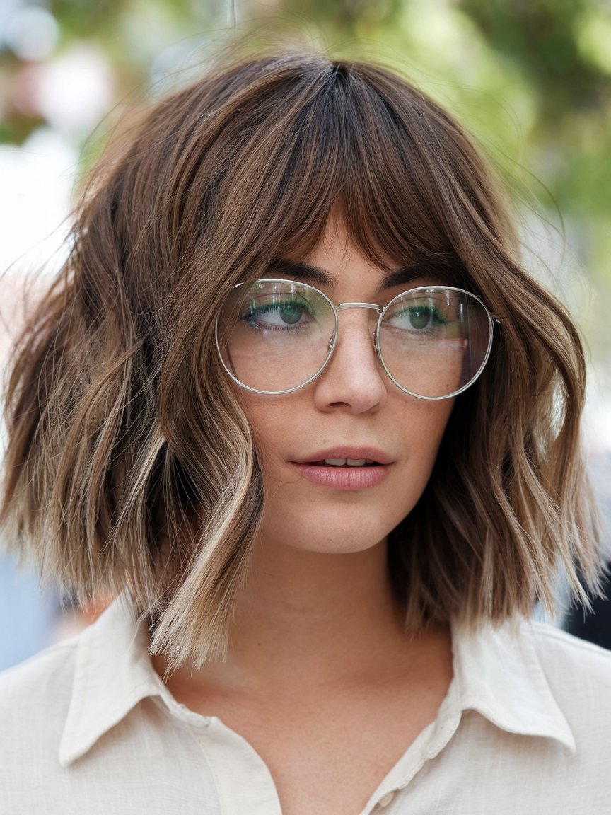 73. Stacked Wavy Bob with Face-Framing Layers