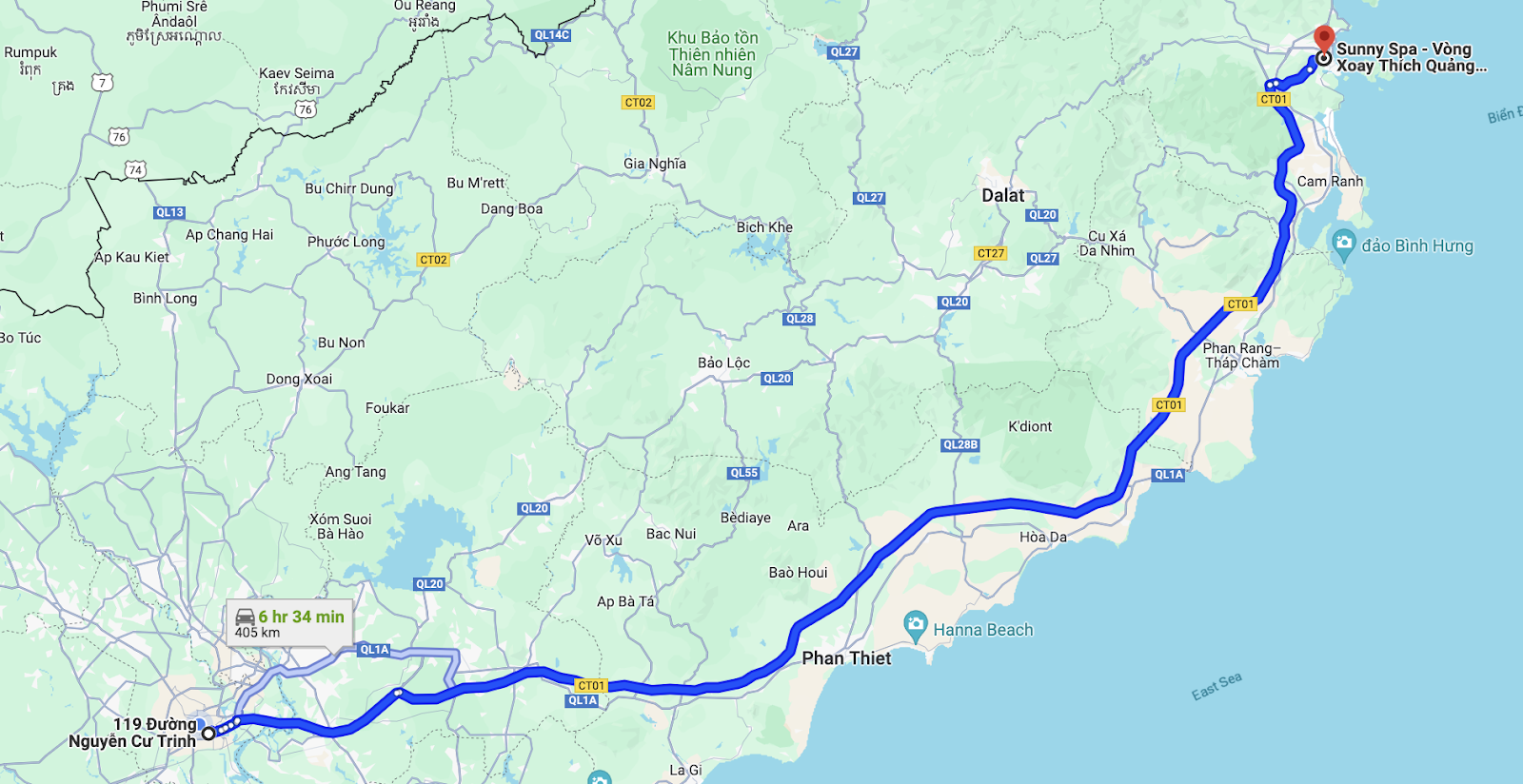 route of binh minh tai bus from sai gon to nha trang