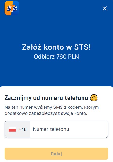 STS kod promocyjny przy rejestracji