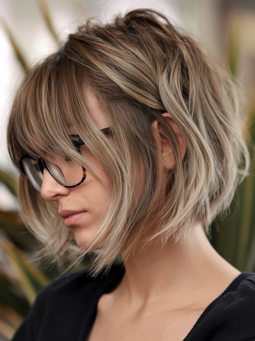 52. Chin-Length Bob with Tousled Layers