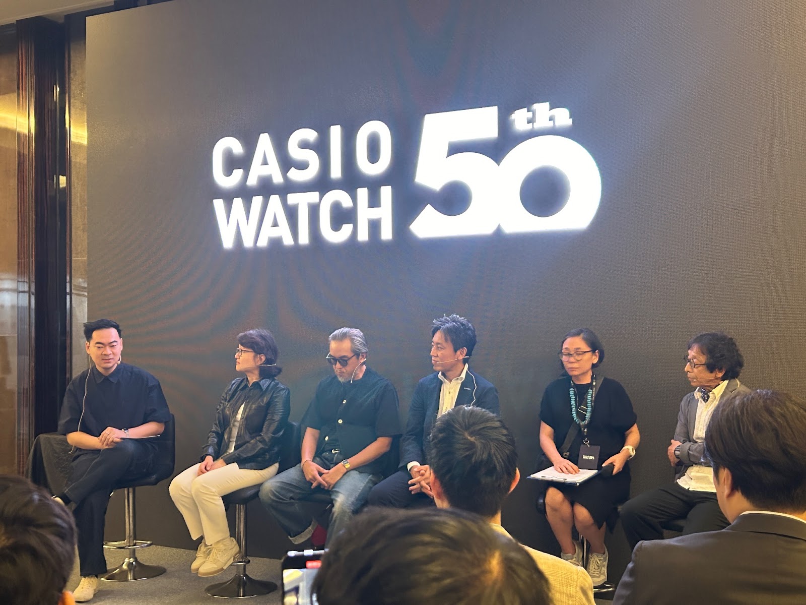 Hadi Ismanto, Grace Tahir, Leonard Theosabrata, Tetsuro Ono, dan Kikuo Ibe dalam acara 50th Anniversary CASIO di Grand Sheraton, Gandaria City. (Foto: Froyonion/Grace Angel)