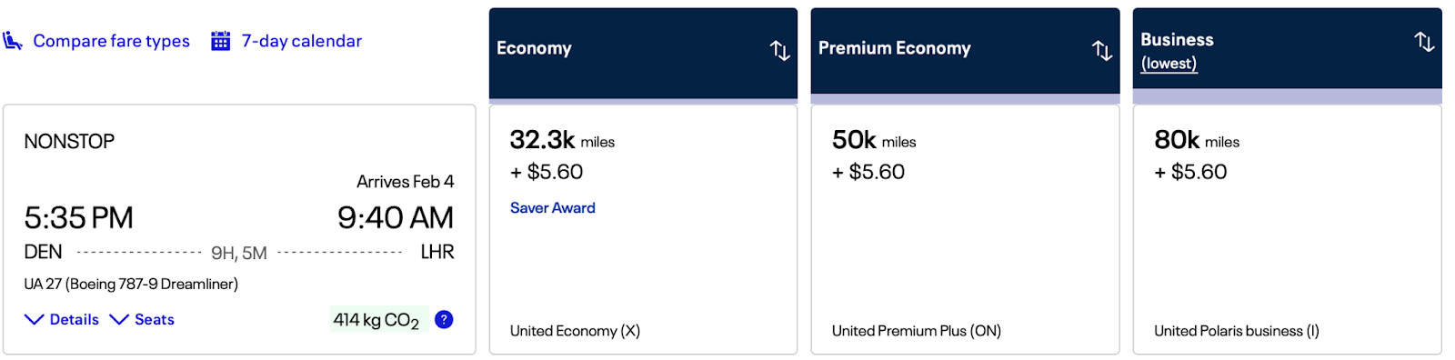 United business class result