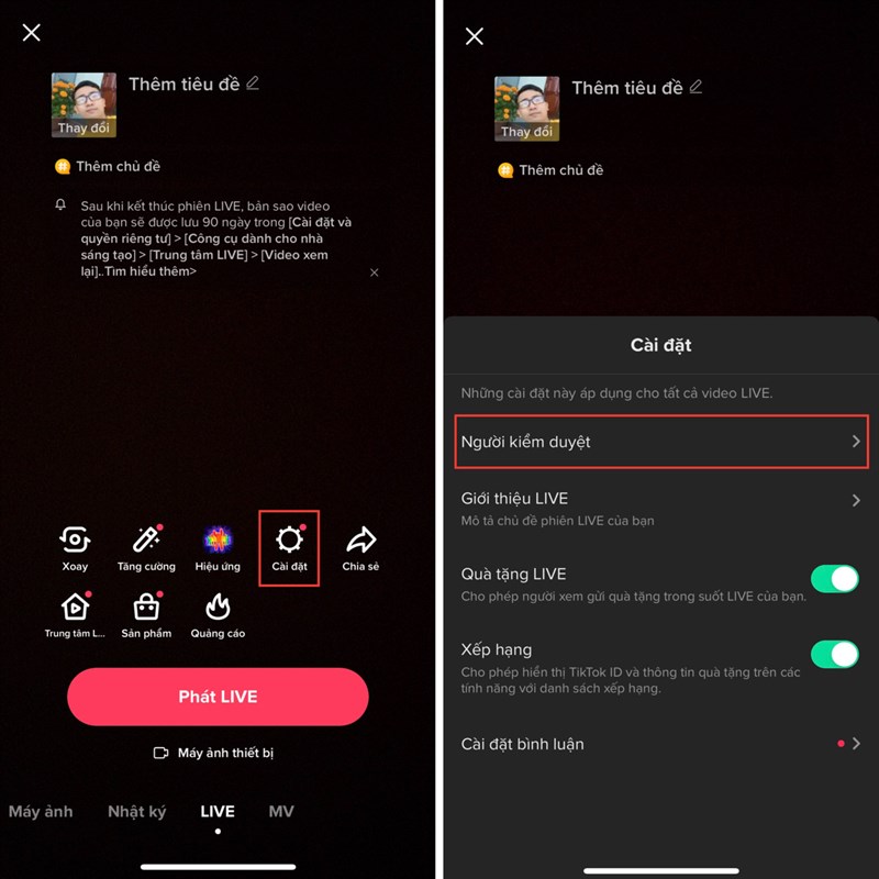 cách live trên tiktok