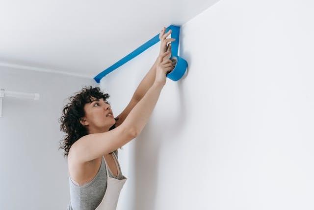 Person getting ready to paint the walls