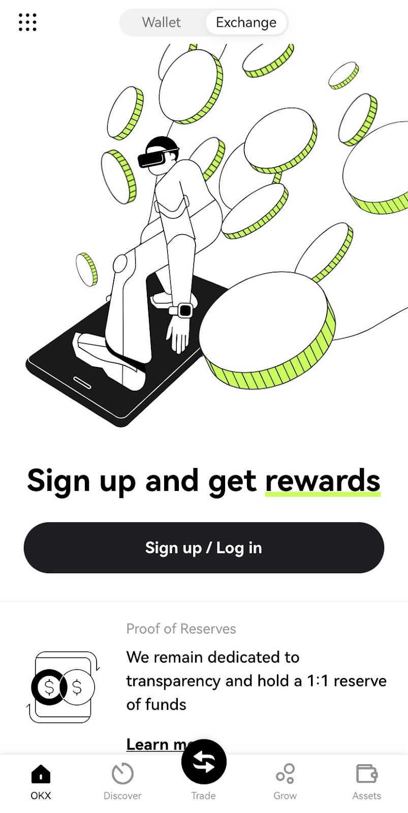 The interface of OKX Mobile App 