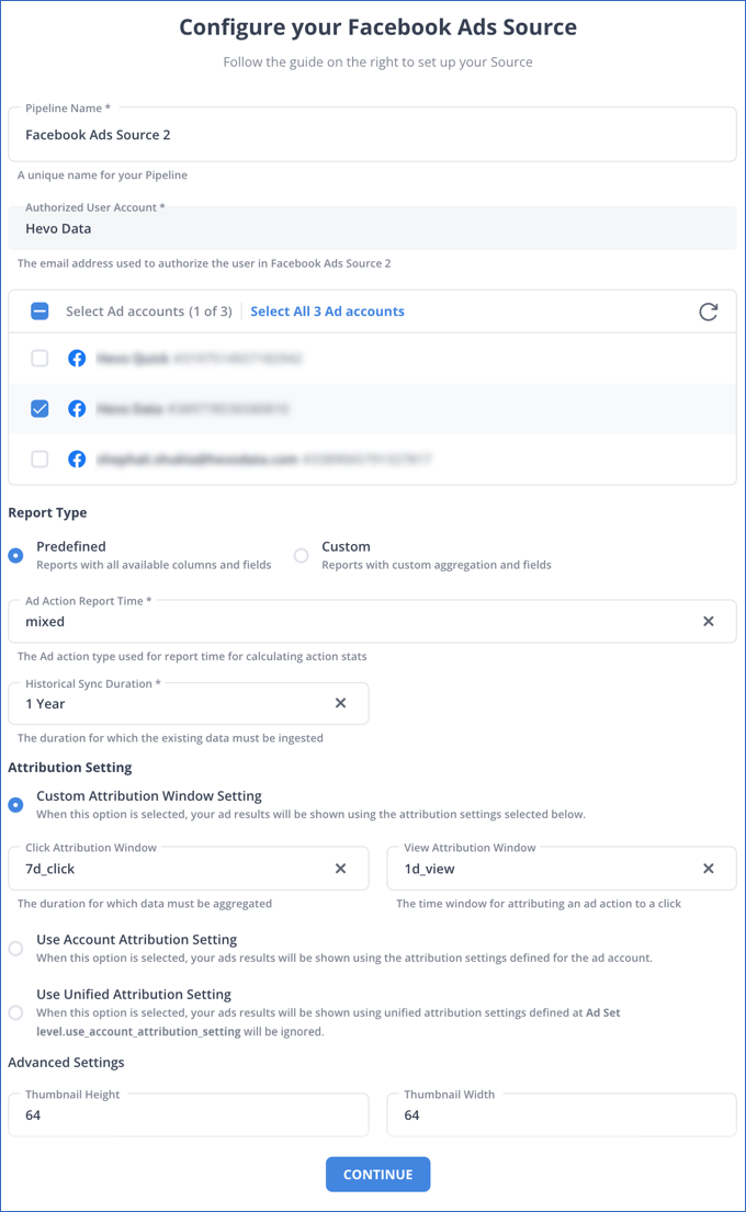 Configure account : Integrate Google Ads and Facebook Ads | Hevo Data