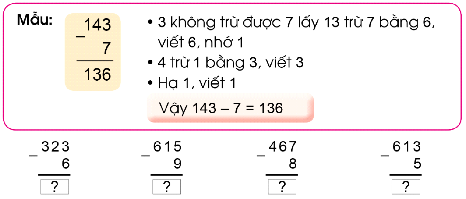 BÀI 83. PHÉP TRỪ( CÓ NHỚ) TRONG PHẠM VI 1000