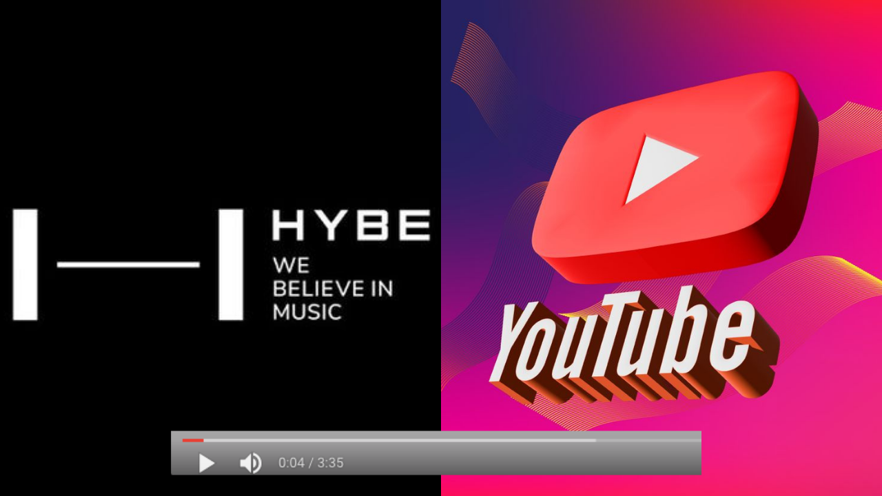 This contain an image of a HYBE LOGO and  Youtube logo 