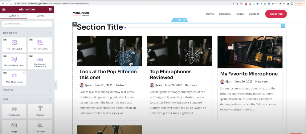 Open the Blog Page with Elementor-axiabits
