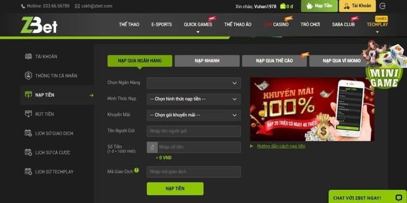 Tìm thông tin ngân hàng của nhà cái online Zbet