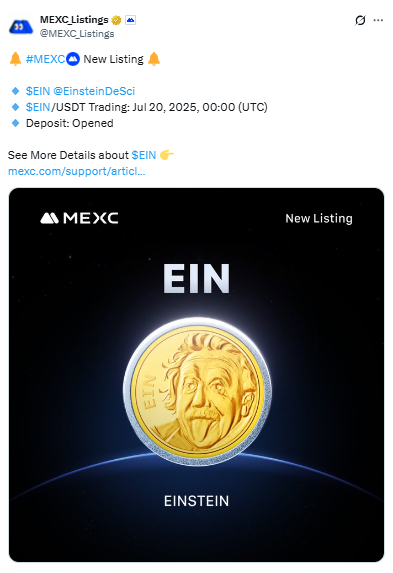 EINSTEIN listing on MEXC, जानिए डेट और टाइम 
