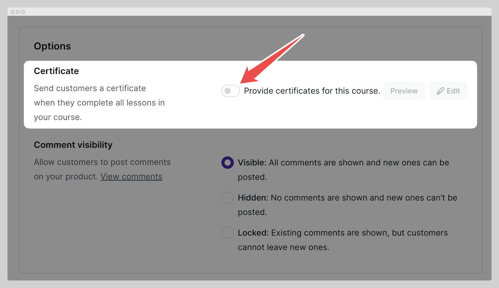 issuing a certificate of completion in Podia