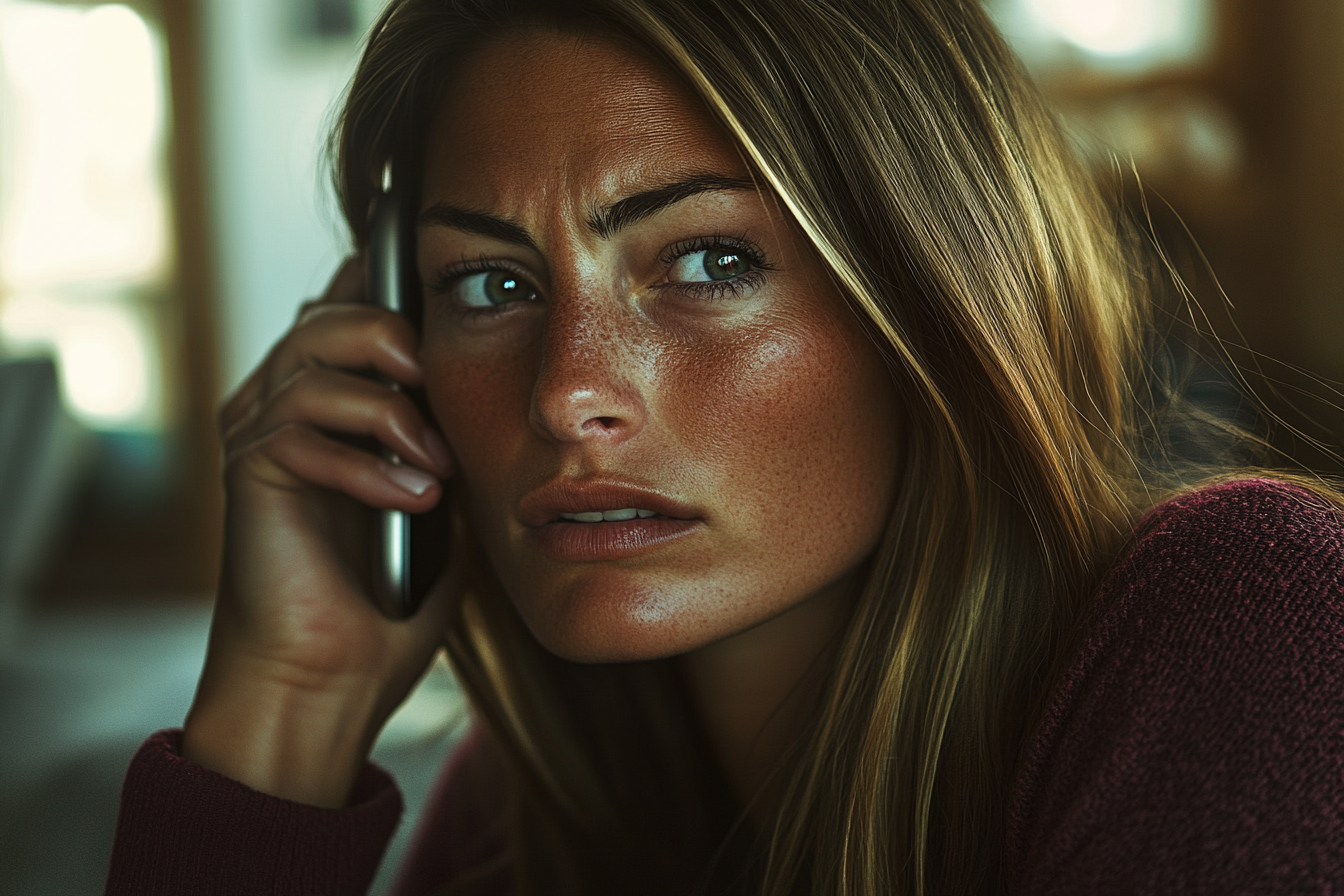 A woman talking to her boyfriend on the phone | Source: Midjourney