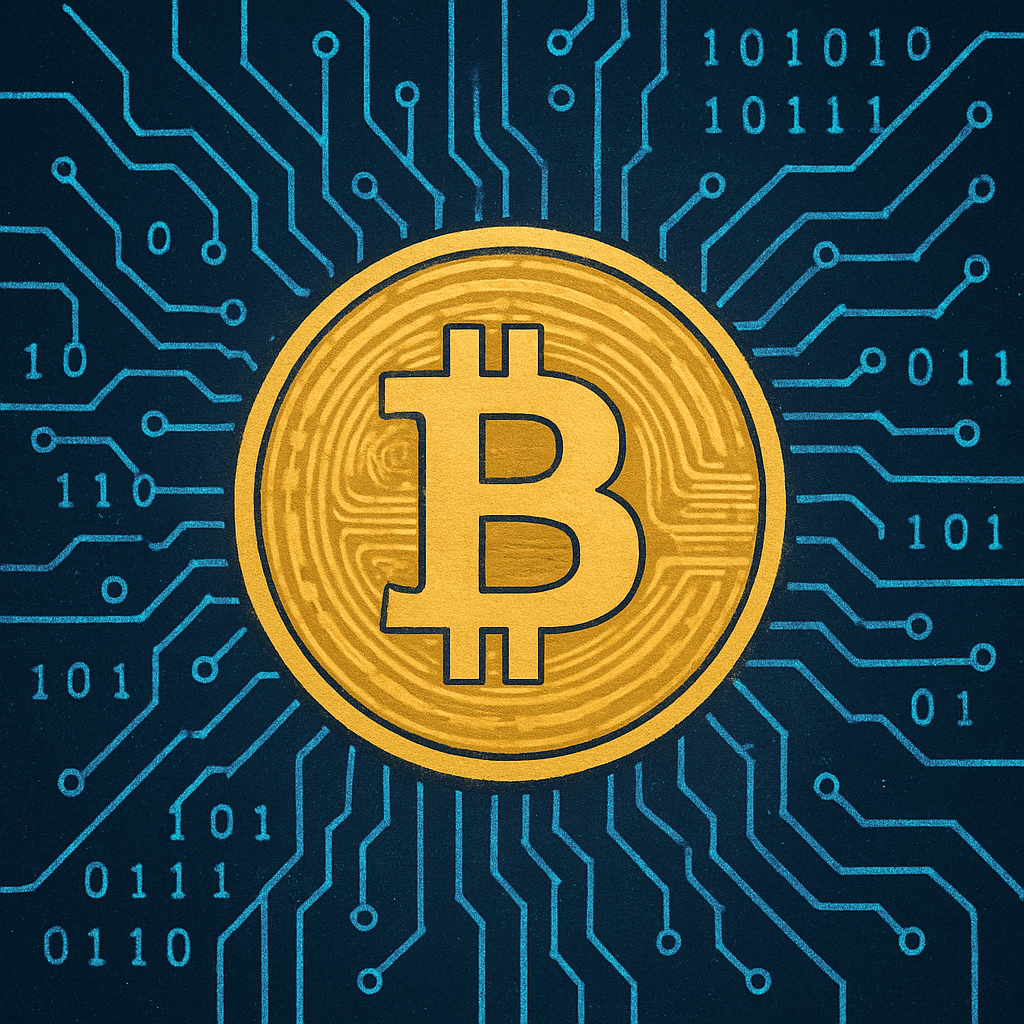 A symbolic image of Bitcoin illustrating its digital nature
