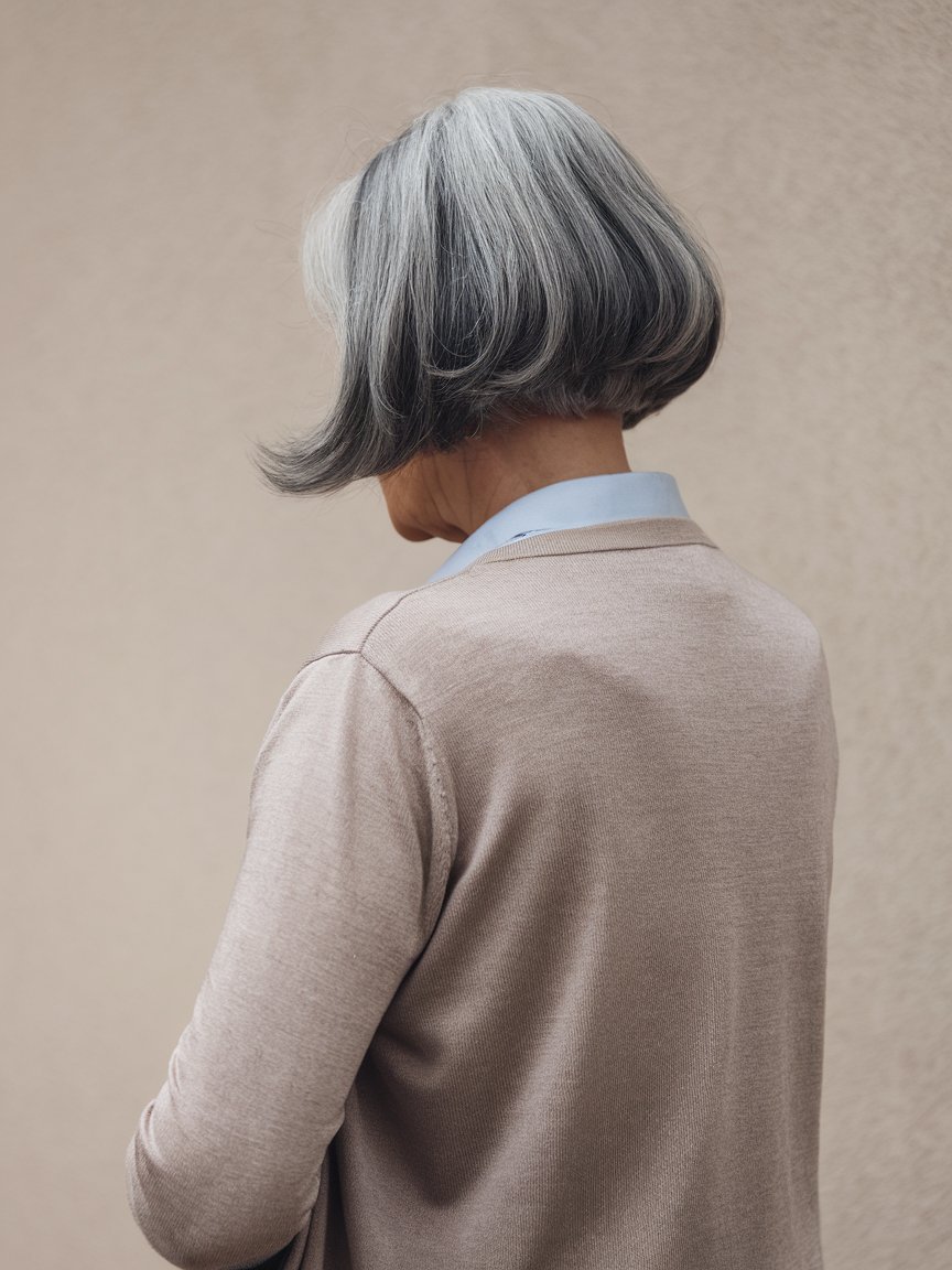 43. Modern Gray Rounded Bob