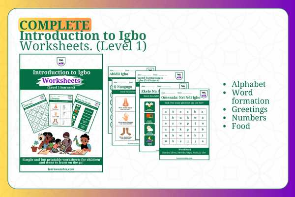 LearnWazobia Igbo worksheet
