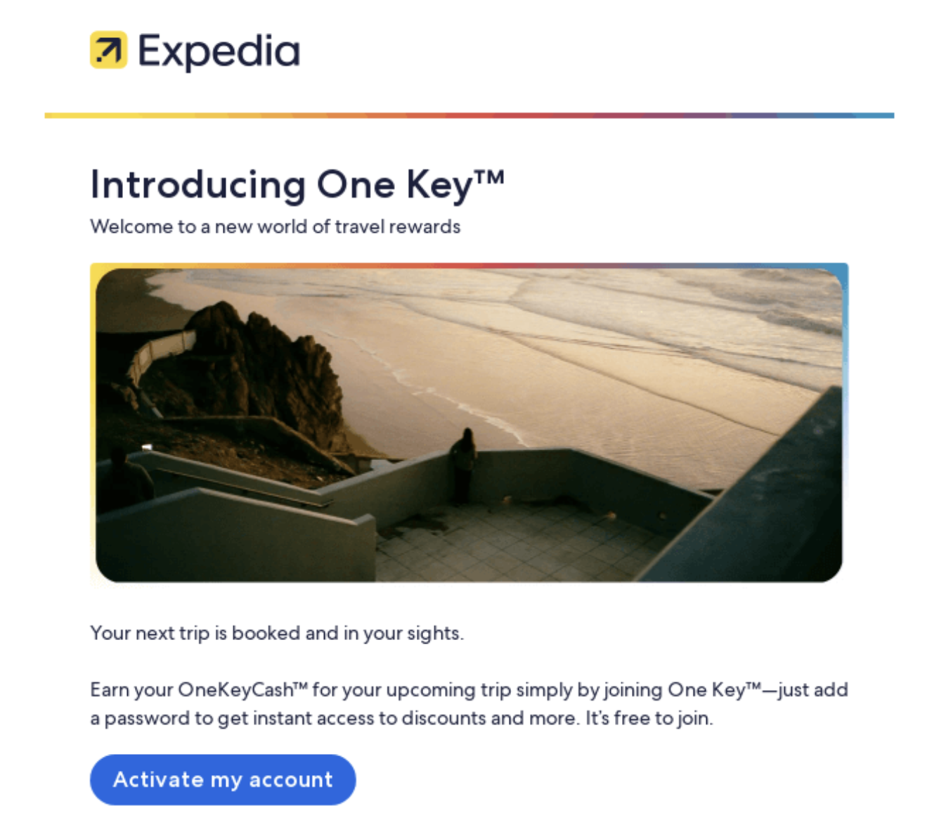 Expedia email example above the fold content 