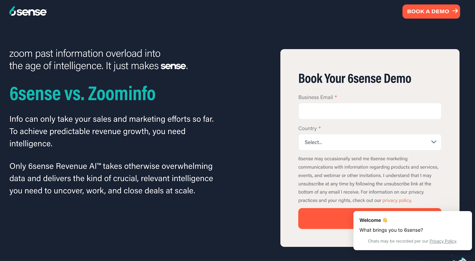 6Sense landing page