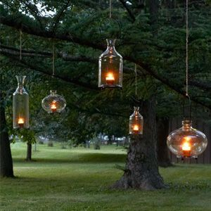 solar lantern display in gardens