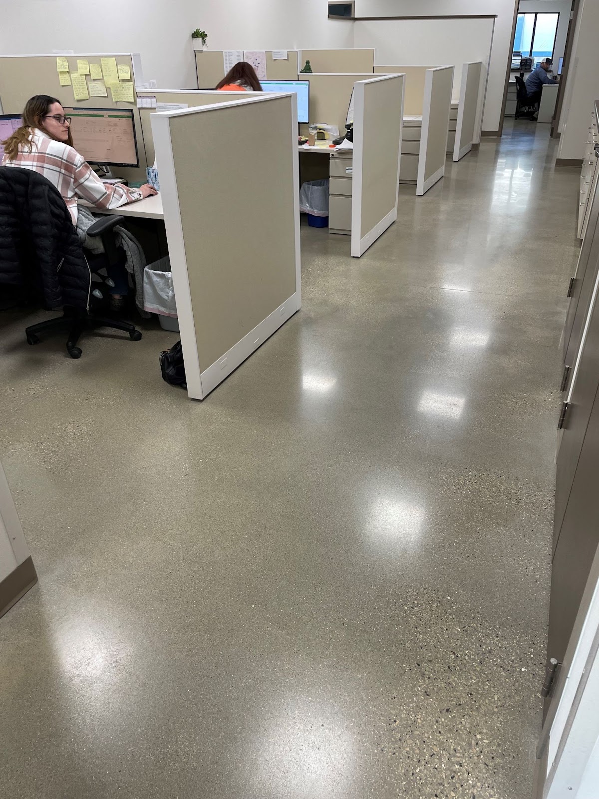 Office space with polished concrete