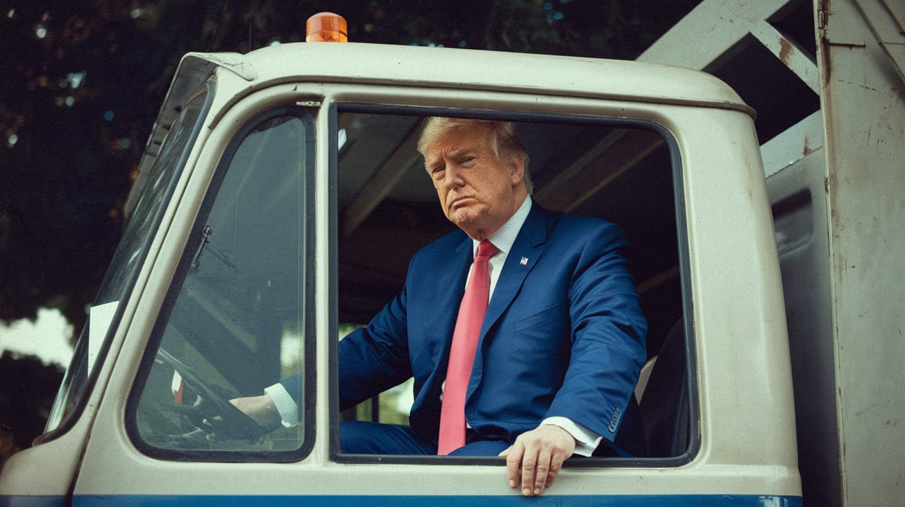 Trump in Garbage Truck Today
