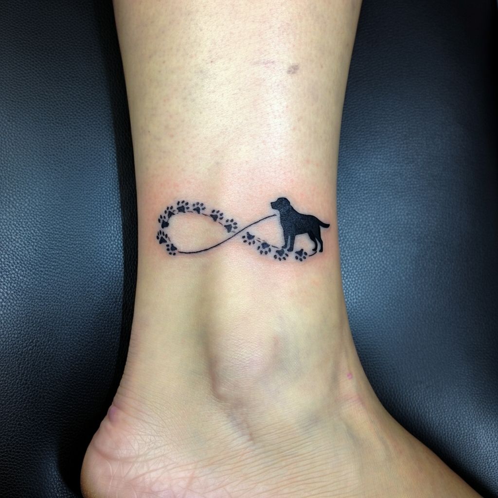 Infinity Symbol with Labrador Silhouette tattoo
